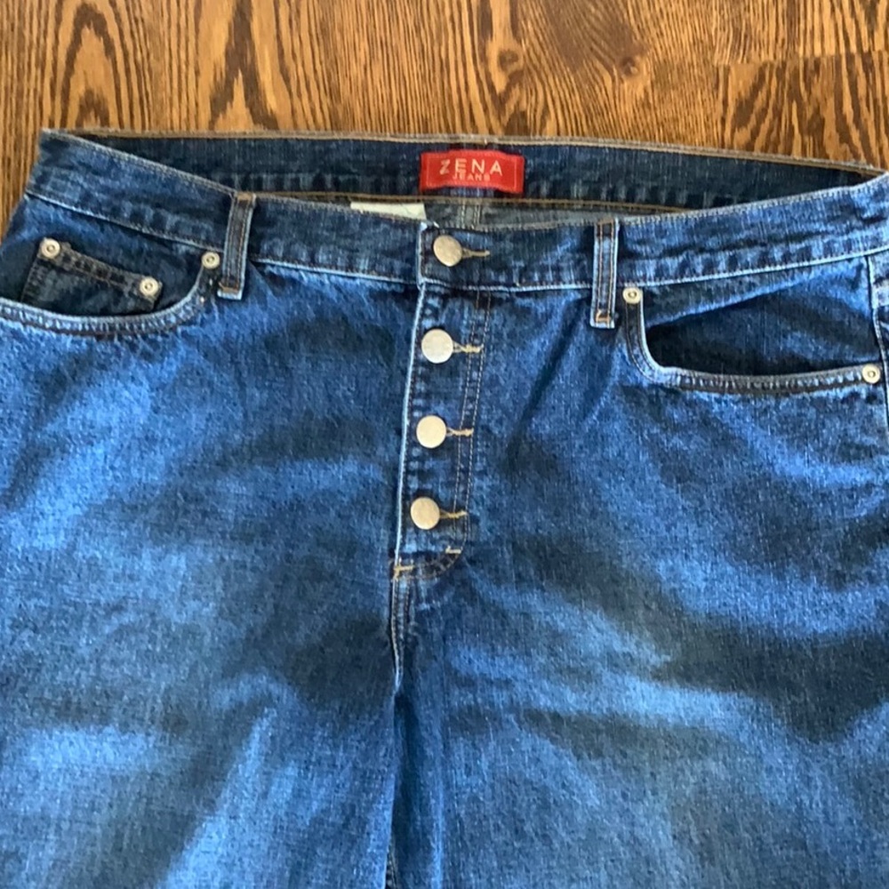 Zena High-Waisted Women's Denim Blue Jeans Button Front Size 16 36 x 31 Vintage - Picture 6 of 9